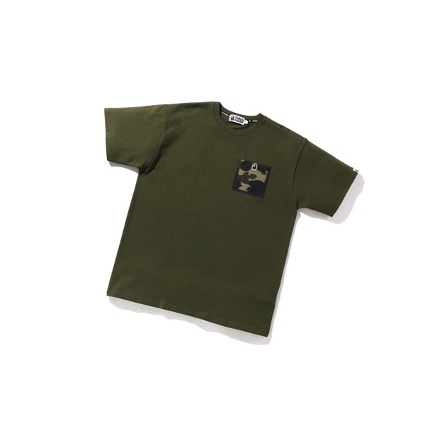 Men's A BATHING APE 1st Camo Pocket Tee Short Sleeve T Shirts Army Green | IYWQ98621