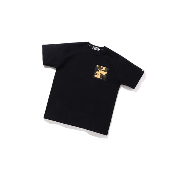 Men's A BATHING APE 1st Camo Pocket Tee Short Sleeve T Shirts Black | PSMZ87941