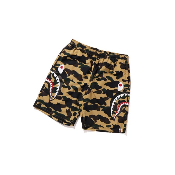 Men's A BATHING APE 1st Camo Side Shark Beach Shorts Yellow | LDEH01534