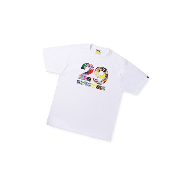 Men's A BATHING APE A Bathing Ape 29th Anniversary Tee Short Sleeve T Shirts White | DORN92735