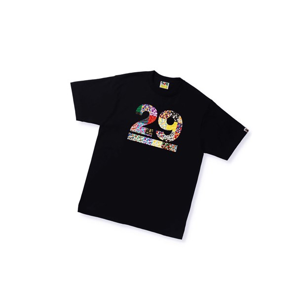 Men's A BATHING APE A Bathing Ape 29th Anniversary Tee Short Sleeve T Shirts Black | KJOD68209