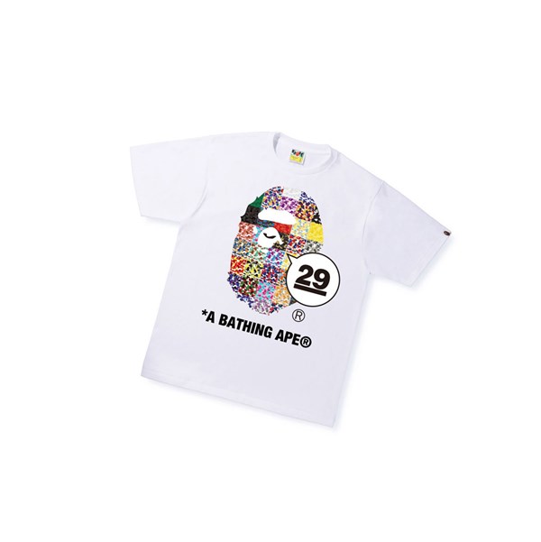 Men's A BATHING APE A Bathing Ape 29th Anniversary Ape Head Tee Short Sleeve T Shirts White | VZXG49156