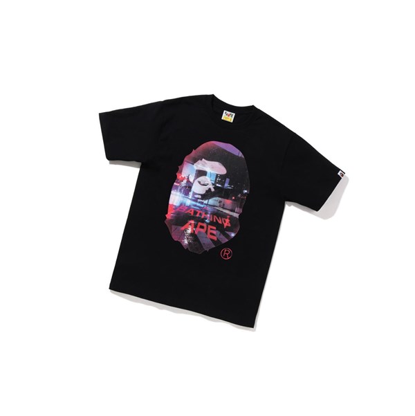 Men's A BATHING APE A Bathing Ape Back Street Tee Short Sleeve T Shirts Black | GFDP95321