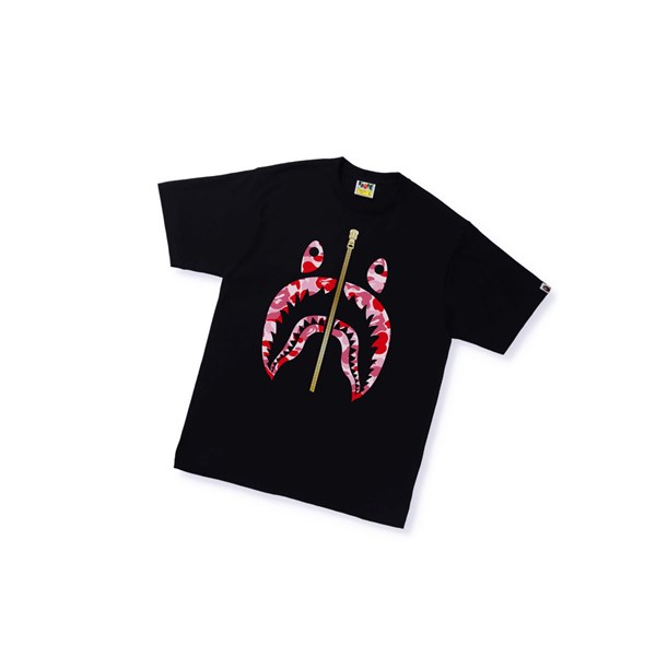 Men's A BATHING APE Abc Camo Shark Tee Short Sleeve T Shirts Black | AKNU25408