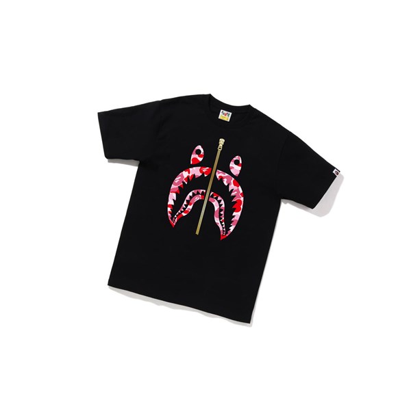 Men's A BATHING APE Abc Camo Shark Tee Short Sleeve T Shirts Black | AWLQ86193