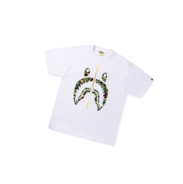 Men's A BATHING APE Abc Camo Shark Tee Short Sleeve T Shirts White | MAJE70859