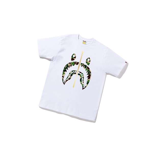 Men's A BATHING APE Abc Camo Shark Tee Short Sleeve T Shirts White | NFSU36158