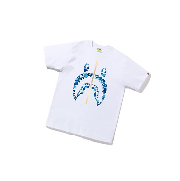 Men's A BATHING APE Abc Camo Shark Tee Short Sleeve T Shirts White | UWEO94137