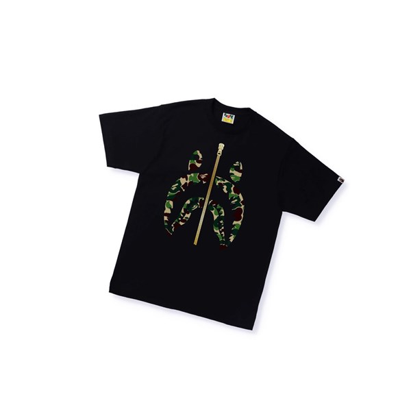 Men's A BATHING APE Abc Camo Shark Tee Short Sleeve T Shirts Black | VDUM03941