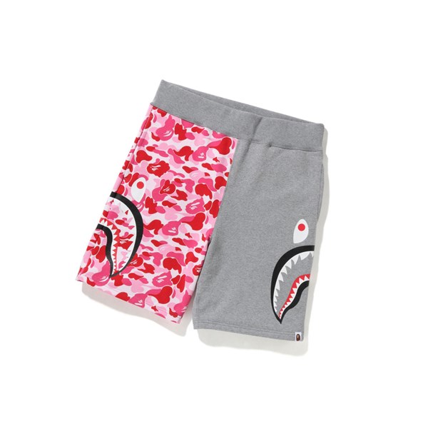 Men's A BATHING APE Abc Camo Side Shark Sweat Shorts Pink | XQKC87504