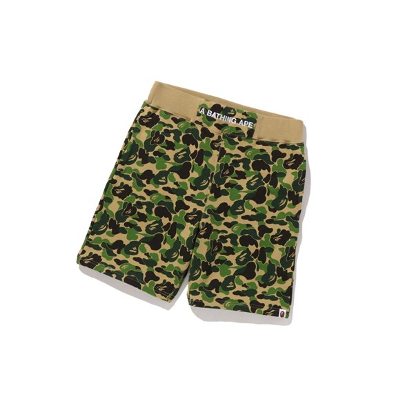 Men's A BATHING APE Abc Camo Sweat Shorts Army Green | MYSR65320