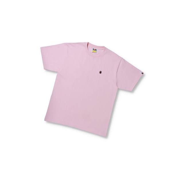 Men's A BATHING APE Ape Head One Point Tee Short Sleeve T Shirts Pink | RHVI18569