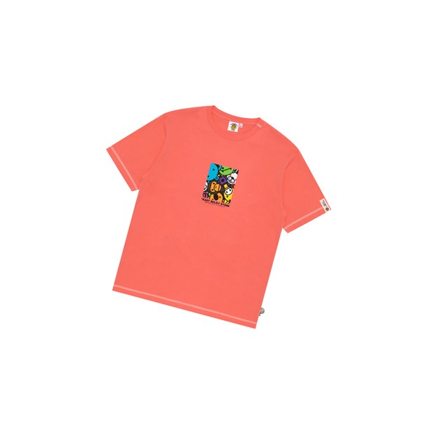 Men's A BATHING APE Baby Milo Box Logo Print Tee Short Sleeve T Shirts Pink | YZWX14628