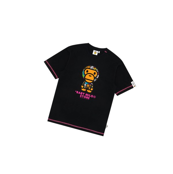 Men's A BATHING APE Baby Milo Tee Short Sleeve T Shirts Black | LGCP46708