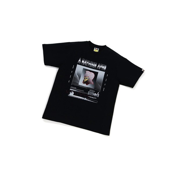 Men's A BATHING APE Bape General Tee Short Sleeve T Shirts Black | GDWT39801