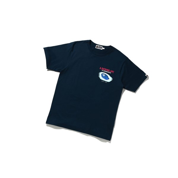 Men's A BATHING APE Bape Resort Pool Tee Short Sleeve T Shirts Navy Blue | GIOY74129