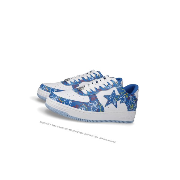 Men's A BATHING APE Bape Sta X Medicom Toy Be@r Camo M1 Low Sneakers Light Blue | TXVK01563