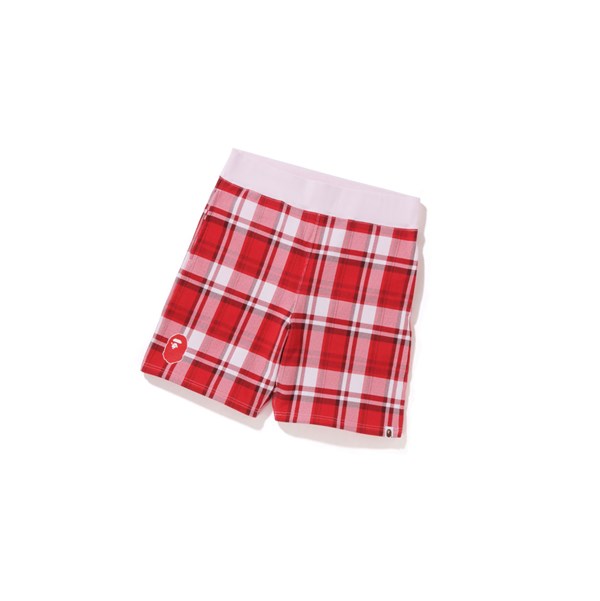 Men's A BATHING APE Bape® Check Gift Sweat Shorts Bright Red | LEXC48071