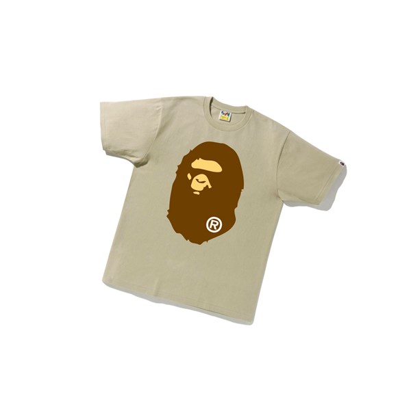 Men's A BATHING APE Big Ape Head Tee Short Sleeve T Shirts Beige | RSBP07629