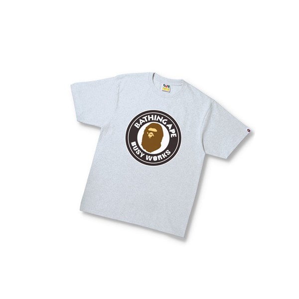 Men's A BATHING APE Busy Works Tee Short Sleeve T Shirts Grey | DHBE05687