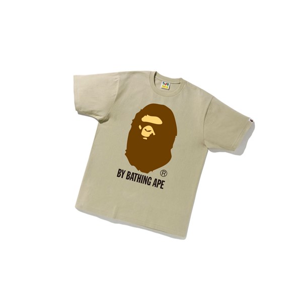 Men's A BATHING APE By Bathing Ape Tee Short Sleeve T Shirts Beige | BPLA82190