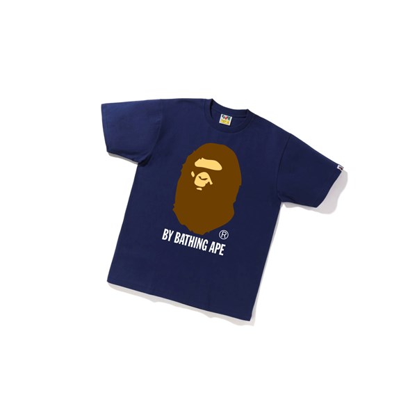 Men's A BATHING APE By Bathing Ape Tee Short Sleeve T Shirts Navy Blue | XMNQ75318