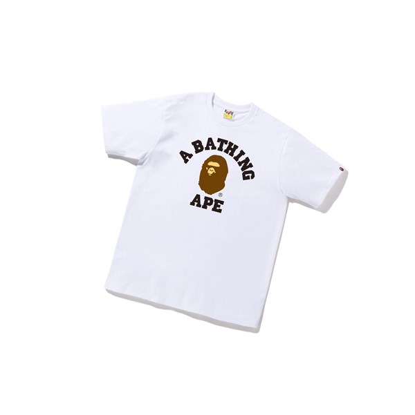 Men's A BATHING APE College Tee Short Sleeve T Shirts White | YBQS04529