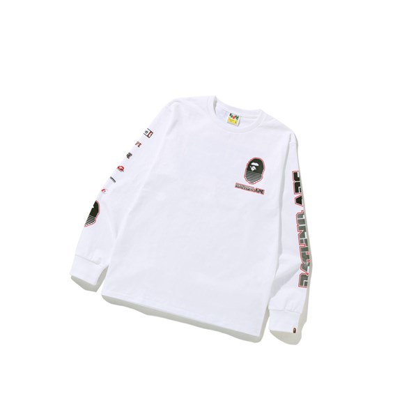 Men's A BATHING APE Graphic #1 L/S Tee Long Sleeve T Shirts Bleached White | THKO62193