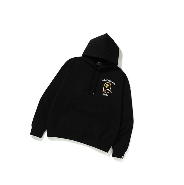 Men's A BATHING APE Japan Loose Fit Pullover Hoodie Black | LVNJ43016