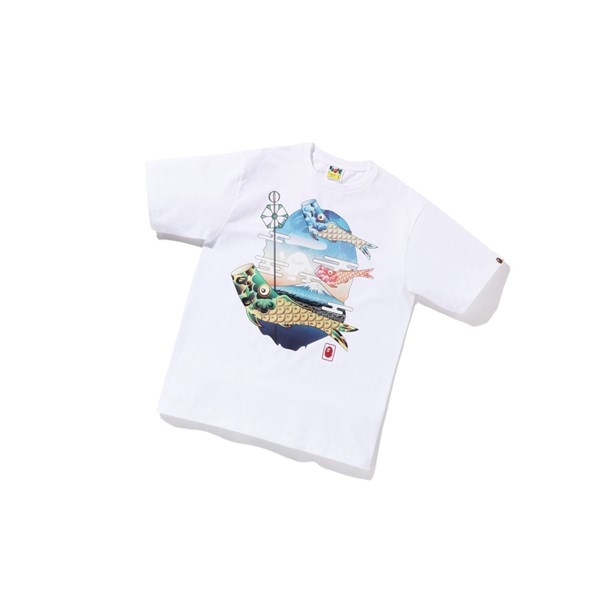 Men's A BATHING APE Koinobori Carp Flags Ape Head Tee Short Sleeve T Shirts White | GHFX15372