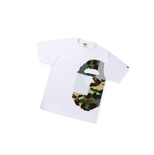 Men's A BATHING APE Military Crazy Side Big Ape Head Tee Short Sleeve T Shirts White | HXIE40639