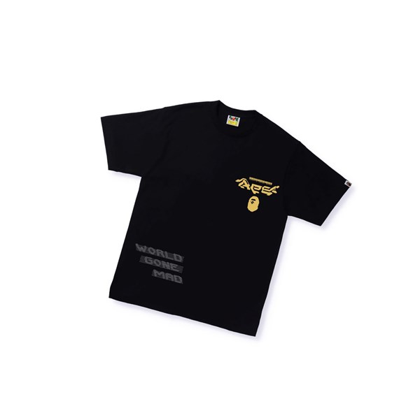 Men's A BATHING APE Multi Logo Tee #1 Short Sleeve T Shirts Black | KTLA09245