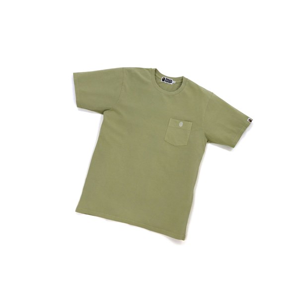 Men's A BATHING APE One Point Overdye Pocket Tee Short Sleeve T Shirts Beige | BXLE34785