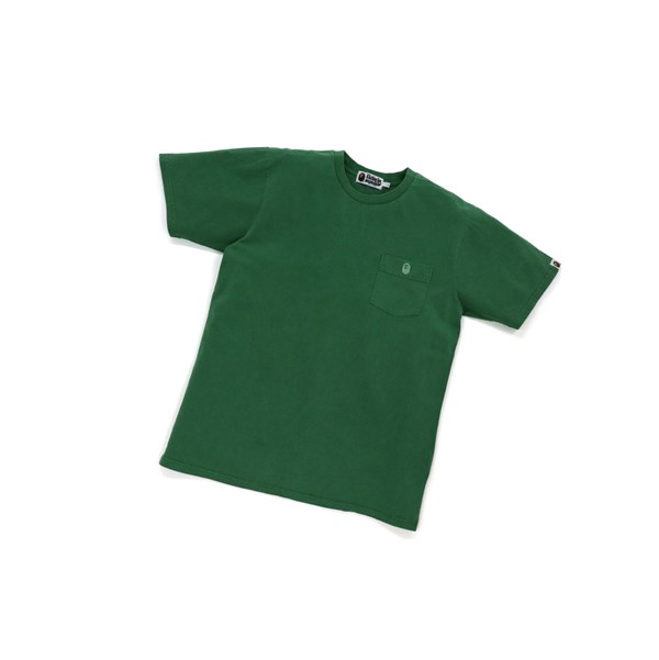 Men's A BATHING APE One Point Overdye Pocket Tee Short Sleeve T Shirts Emerald | OZDH12975