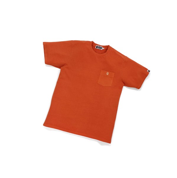 Men's A BATHING APE One Point Overdye Pocket Tee Short Sleeve T Shirts Orange | SNJP59260