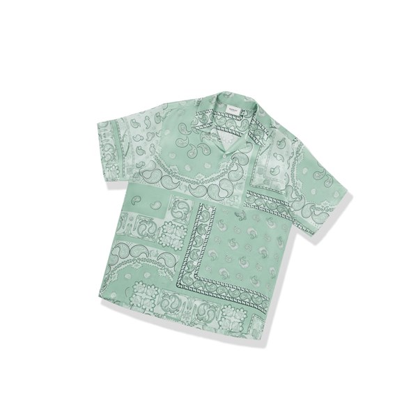 Men's A BATHING APE Paisley Print Short Sleeve Shirts Light Green | CPRT96758