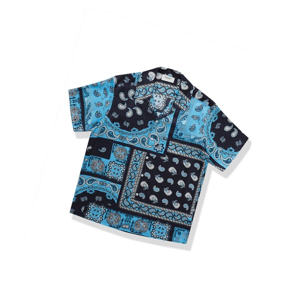 Men's A BATHING APE Paisley Print Short Sleeve Shirts Sky Blue | OSYI71306