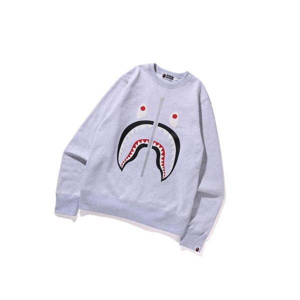 Men's A BATHING APE Shark Crewneck Sweatshirts Grey | IHBU30261