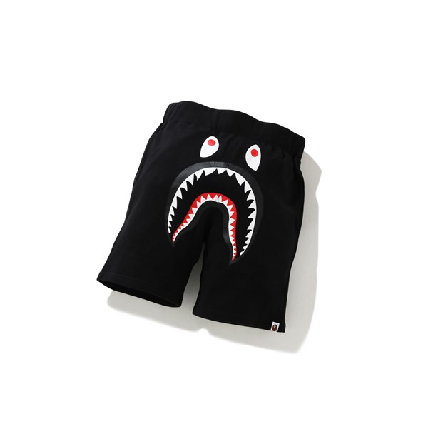 Men's A BATHING APE Shark Sweat Shorts Black | AOUT16852