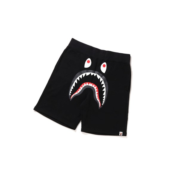 Men's A BATHING APE Shark Sweat Shorts Black | VPAF90168