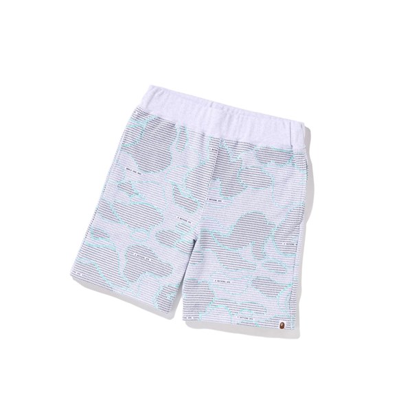 Men's A BATHING APE Text Code Camo Sweat Short Shorts Grey | WNLI74630