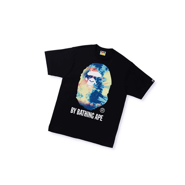 Men's A BATHING APE Tie Dye By Bathing Ape Tee Short Sleeve T Shirts Black | OFLJ17602