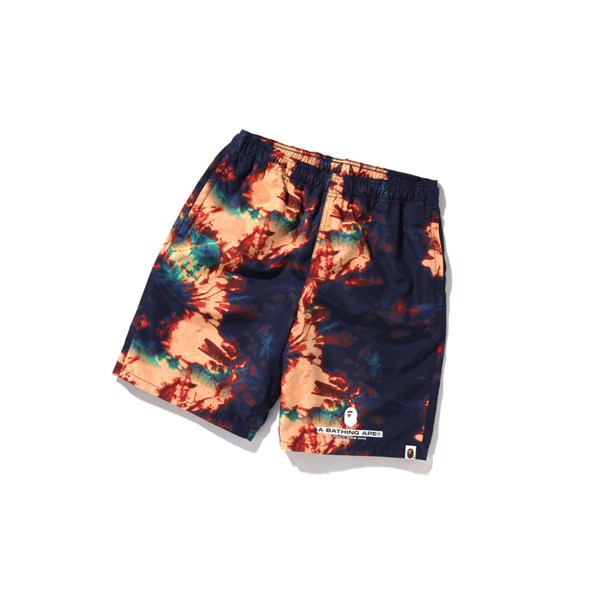 Men's A BATHING APE Tie-dye Beach Shorts Navy Blue | EMNC71296