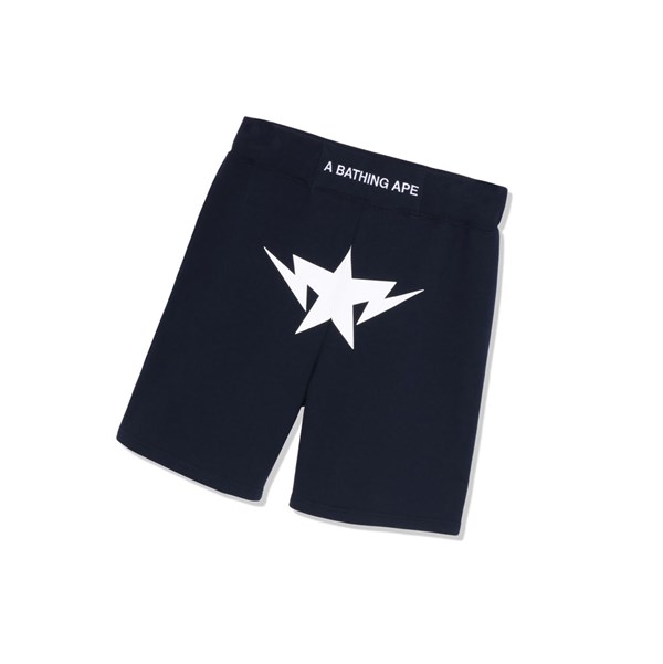 Men's A BATHING APE Twinsta Sweat Shorts Navy Blue | FTOS54729