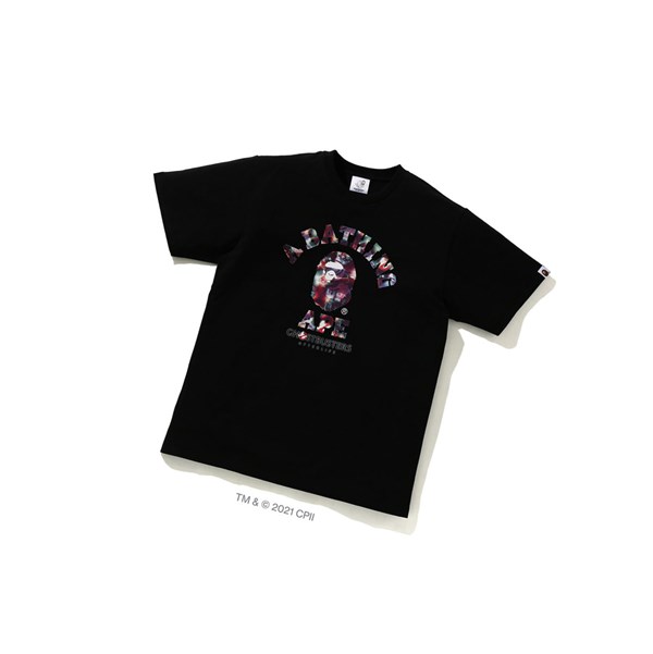 Men's A BATHING APE X Ghostbusters Camo College Tee Short Sleeve T Shirts Black | NEBK18560