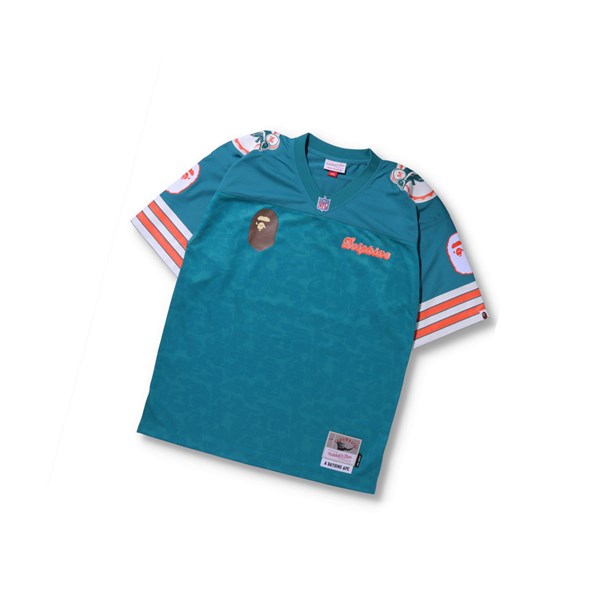 Men's A BATHING APE X M&n Nfl Miami Dolphins Legacy Jersey Short Sleeve T Shirts Mint | XRIF04239