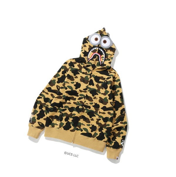 Men's A BATHING APE X Minions 1st Camo Minions Shark Full Zip Throughs Hoodie Yellow | LGVW59016