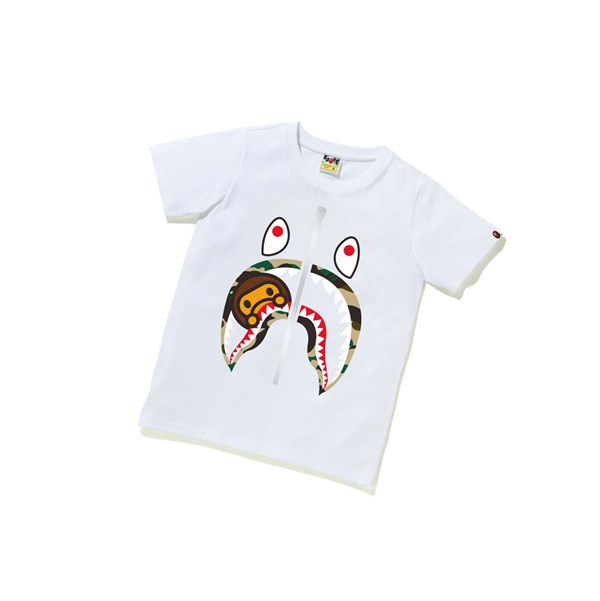 Women's A BATHING APE 1st Camo Milo Shark Tee Short Sleeve T Shirts White | GETR02983