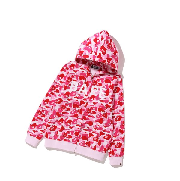 Women's A BATHING APE Abc Camo Bape Full Zip Hoodie Pink | DXRV29301