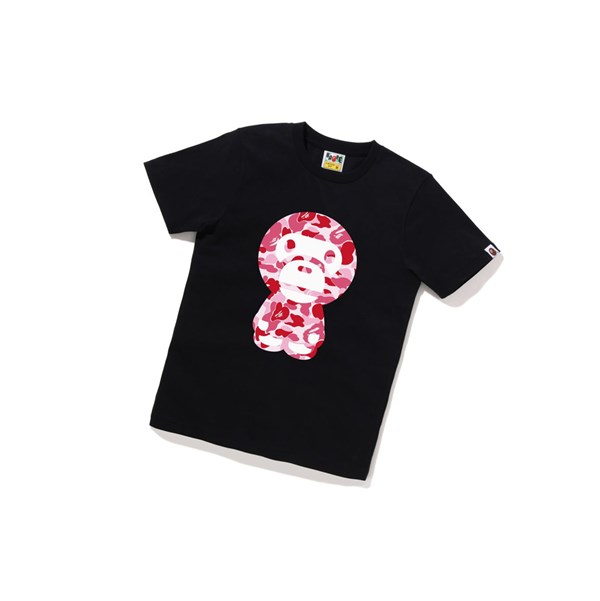 Women's A BATHING APE Abc Camo Big Baby Milo Tee Short Sleeve T Shirts Black | COSH52698